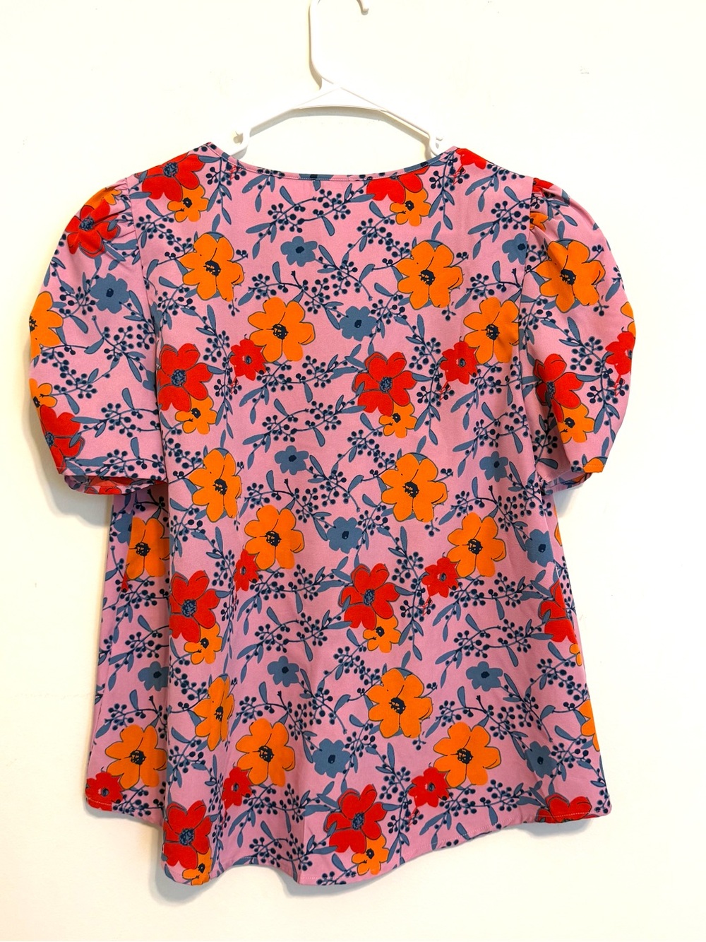 2/$30 Jodifl Pink Floral Puff Sleeve Blouse Top Size Medium - Picture 8 of 8
